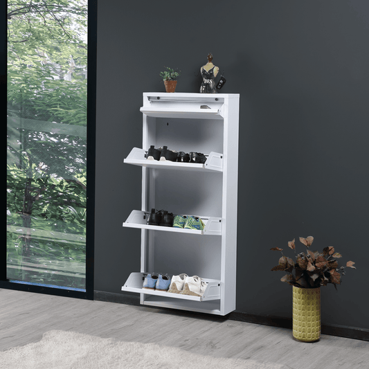 Gowoll Schuhschrank (3+1 Klappen Weiß)