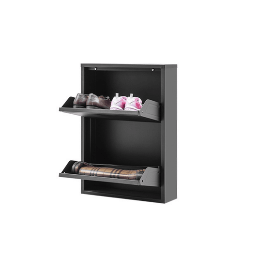 Gowoll Schuhschrank 2 Klappen Metall Schwarz