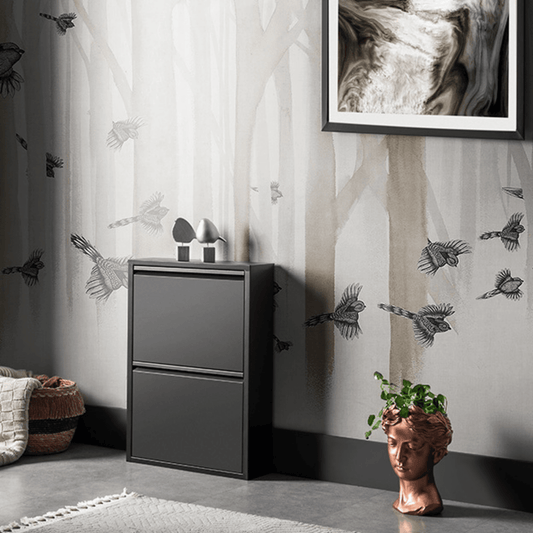 Gowoll Schuhschrank 2 Klappen Metall Schwarz