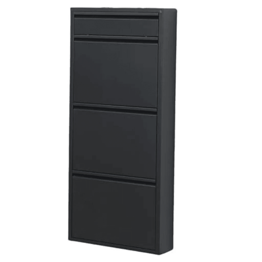 Gowoll Schuhschrank Metall - Shoe Cabinet (3+1 Klappen Schwarz)