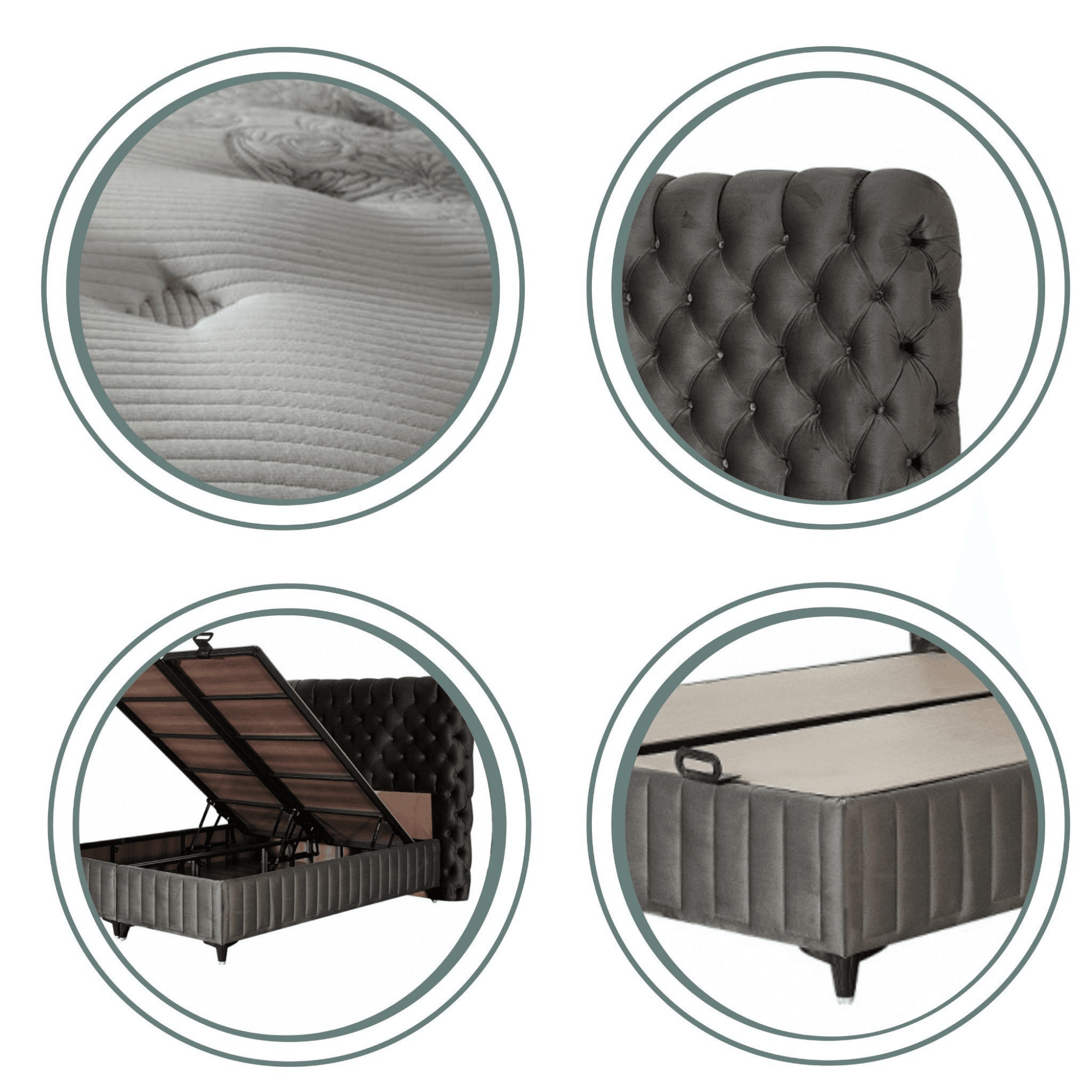 Fluffy Boxspringbett mit Bettkasten & Topper | H3 Matratze 31 cm