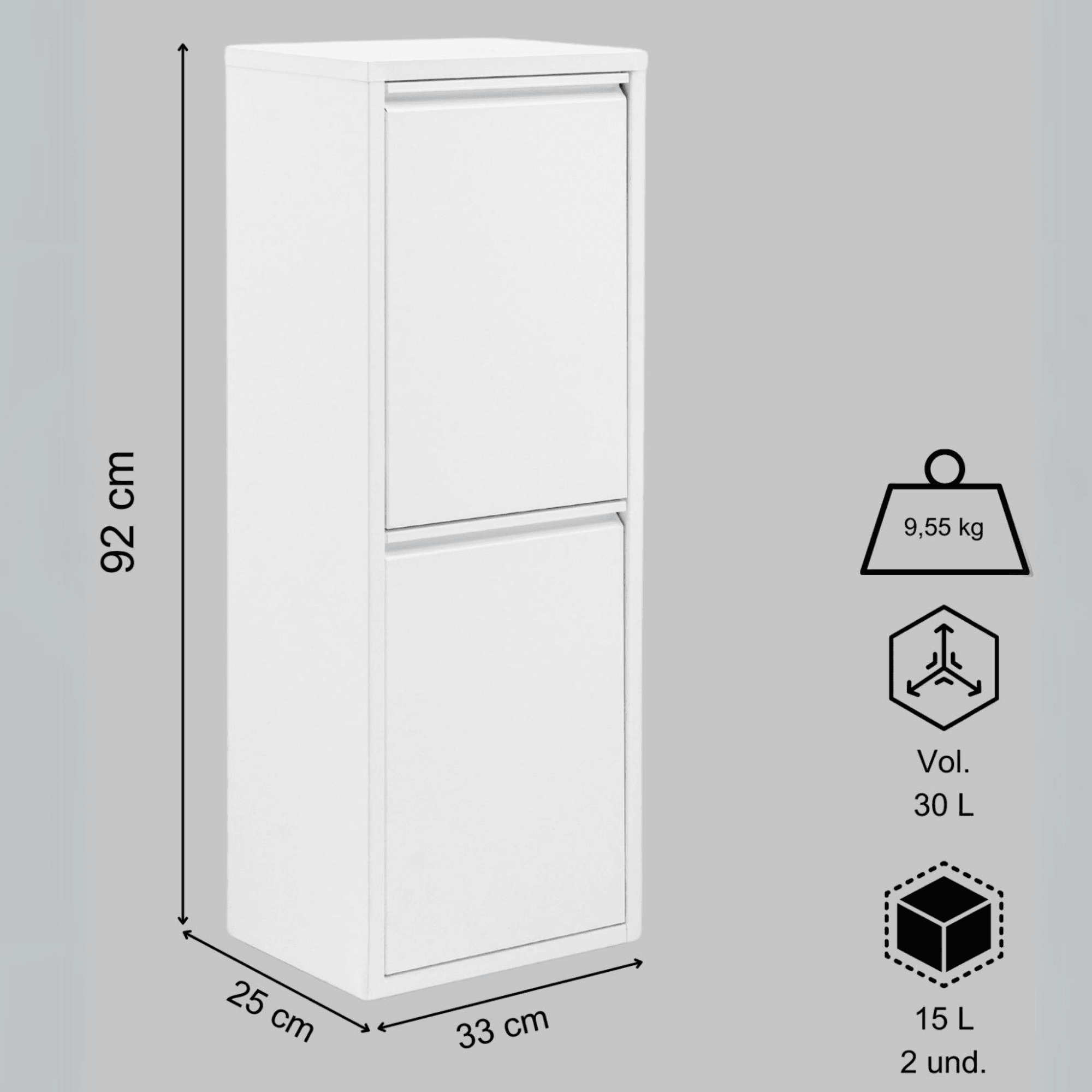 Gowoll Mülltrennsystem Mülltrennsystem 2-3-4 Fach Mülleimer Küche aus Metall Fleckenfest Wandmontage