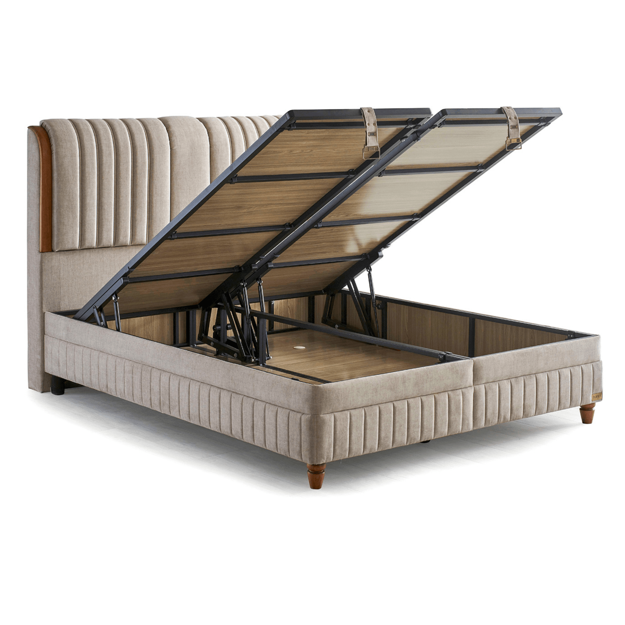 Bambi Kapok Naturel Boxspringbett Funktionsbett mit Bettkasten Boxspringbett 180x200 - 90x200