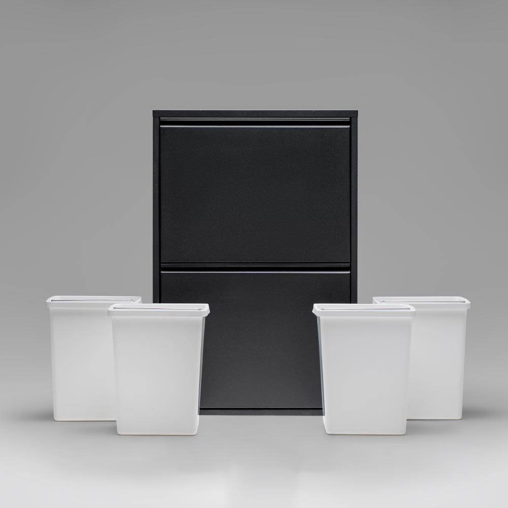 Gowoll Mülltrennsystem Mülltrennsystem 2-3-4 Fach Mülleimer Küche aus Metall Fleckenfest Wandmontage