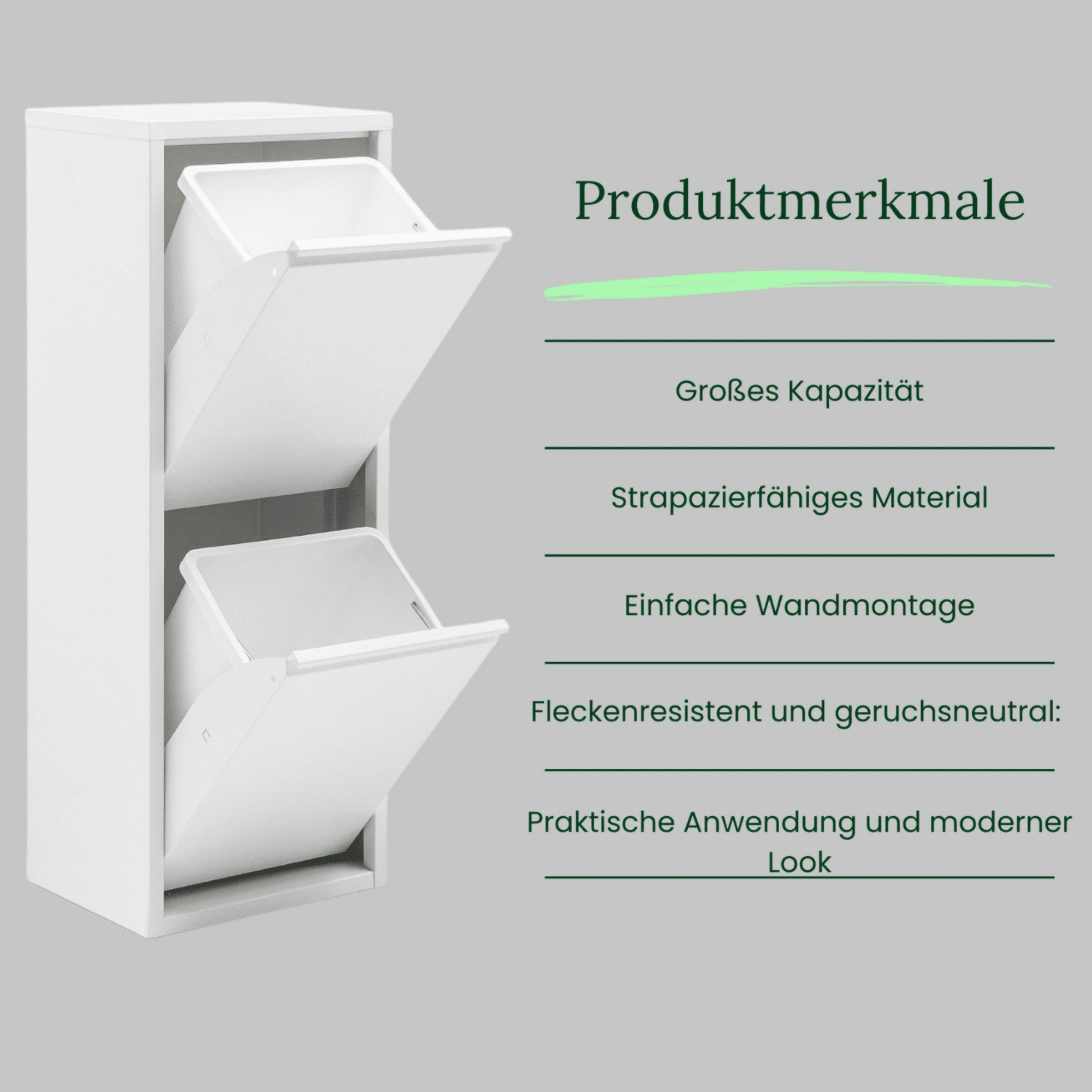 Gowoll Mülltrennsystem Mülltrennsystem 2-3-4 Fach Mülleimer Küche aus Metall Fleckenfest Wandmontage