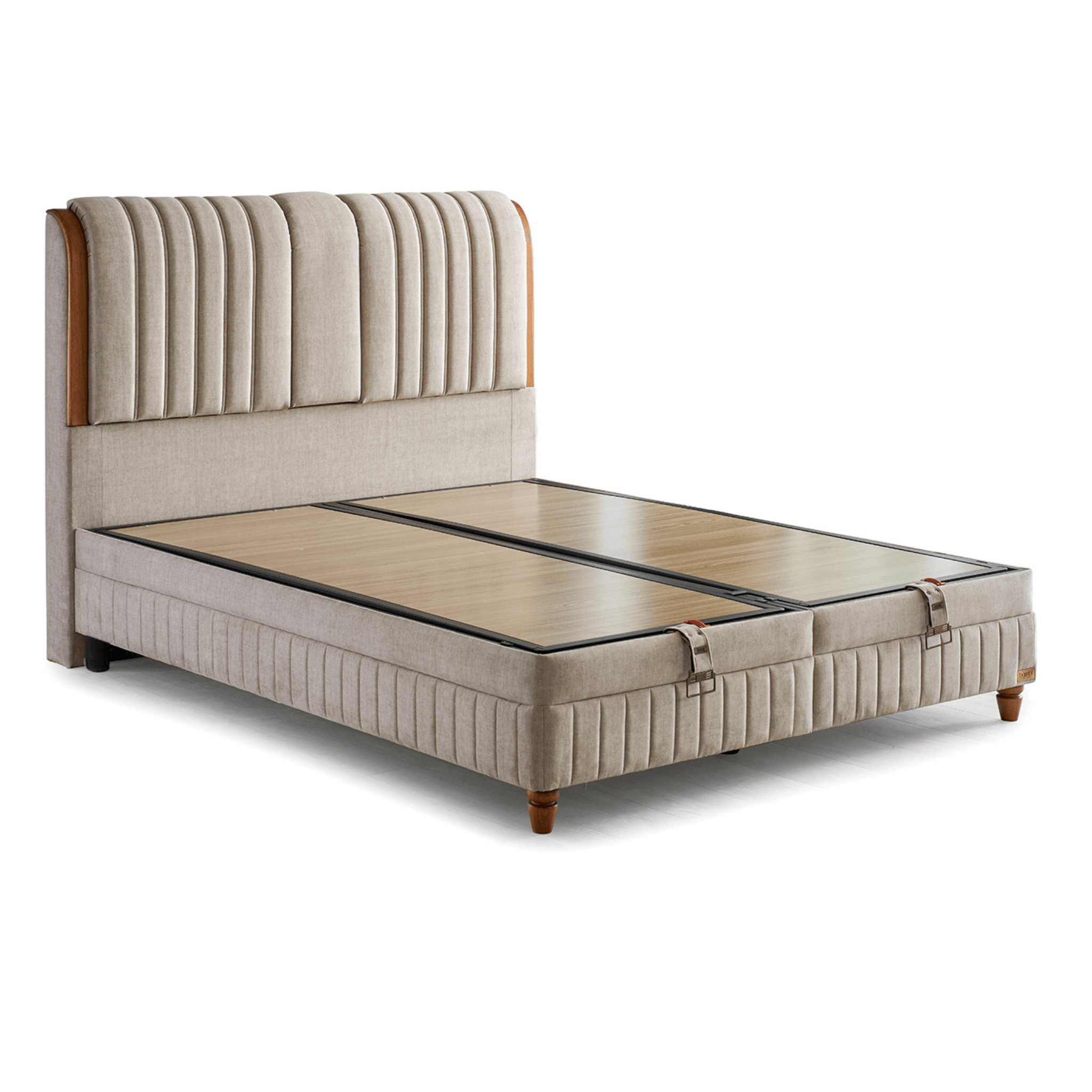 Bambi Kapok Naturel Boxspringbett Funktionsbett mit Bettkasten Boxspringbett 180x200 - 90x200