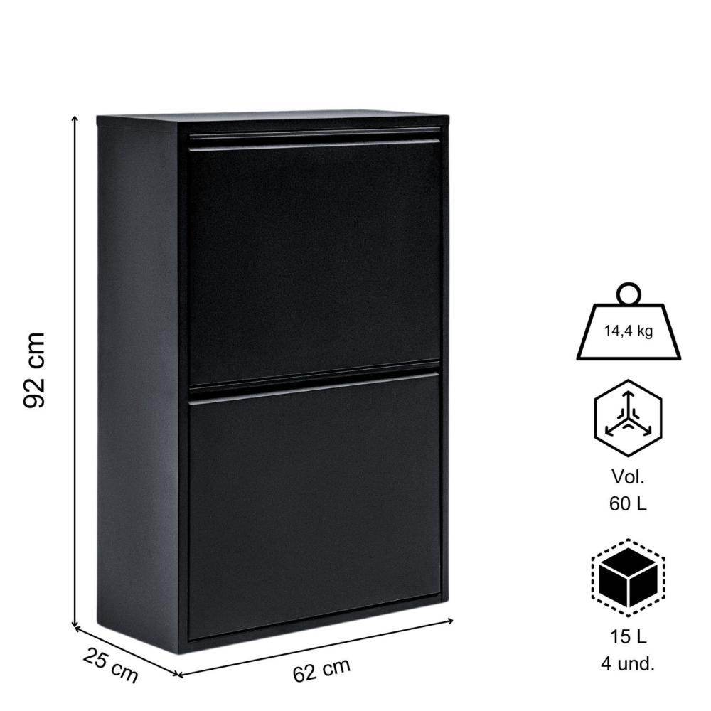 Gowoll Mülltrennsystem Mülltrennsystem 2-3-4 Fach Mülleimer Küche aus Metall Fleckenfest Wandmontage