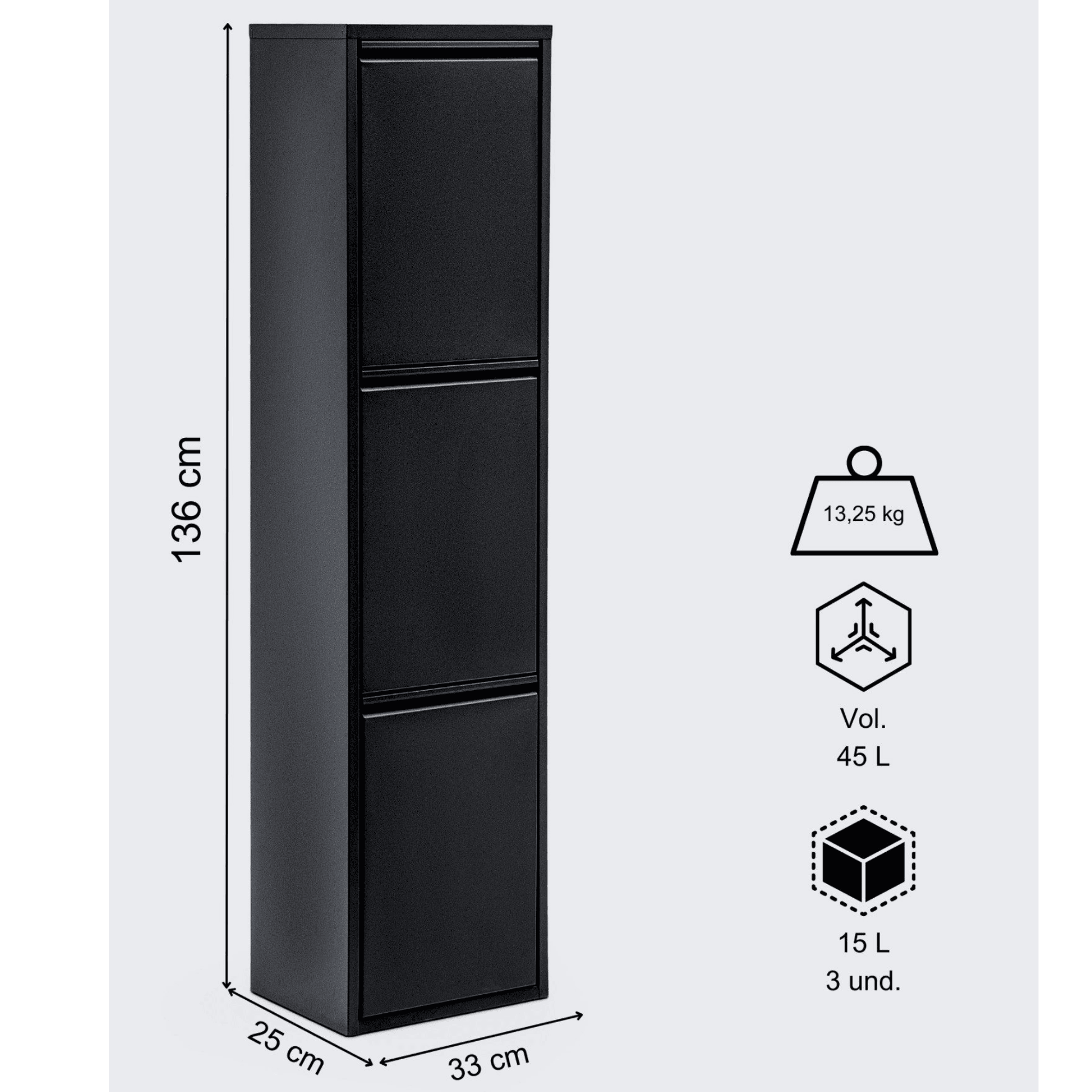 Gowoll Mülltrennsystem Mülltrennsystem 2-3-4 Fach Mülleimer Küche aus Metall Fleckenfest Wandmontage