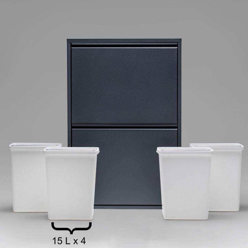 Gowoll Mülltrennsystem Mülltrennsystem 2-3-4 Fach Mülleimer Küche aus Metall Fleckenfest Wandmontage