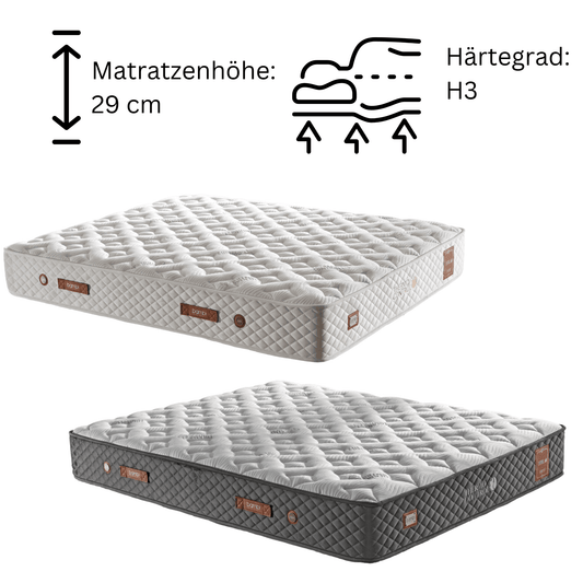 Bambi Taschenfederkernmatratze 7-Zonen | 29 cm Höhe | H3 Härtegrad | Thermo Control & Klimaregulierend | Orthopädische Matratze 160x200 / 180x200