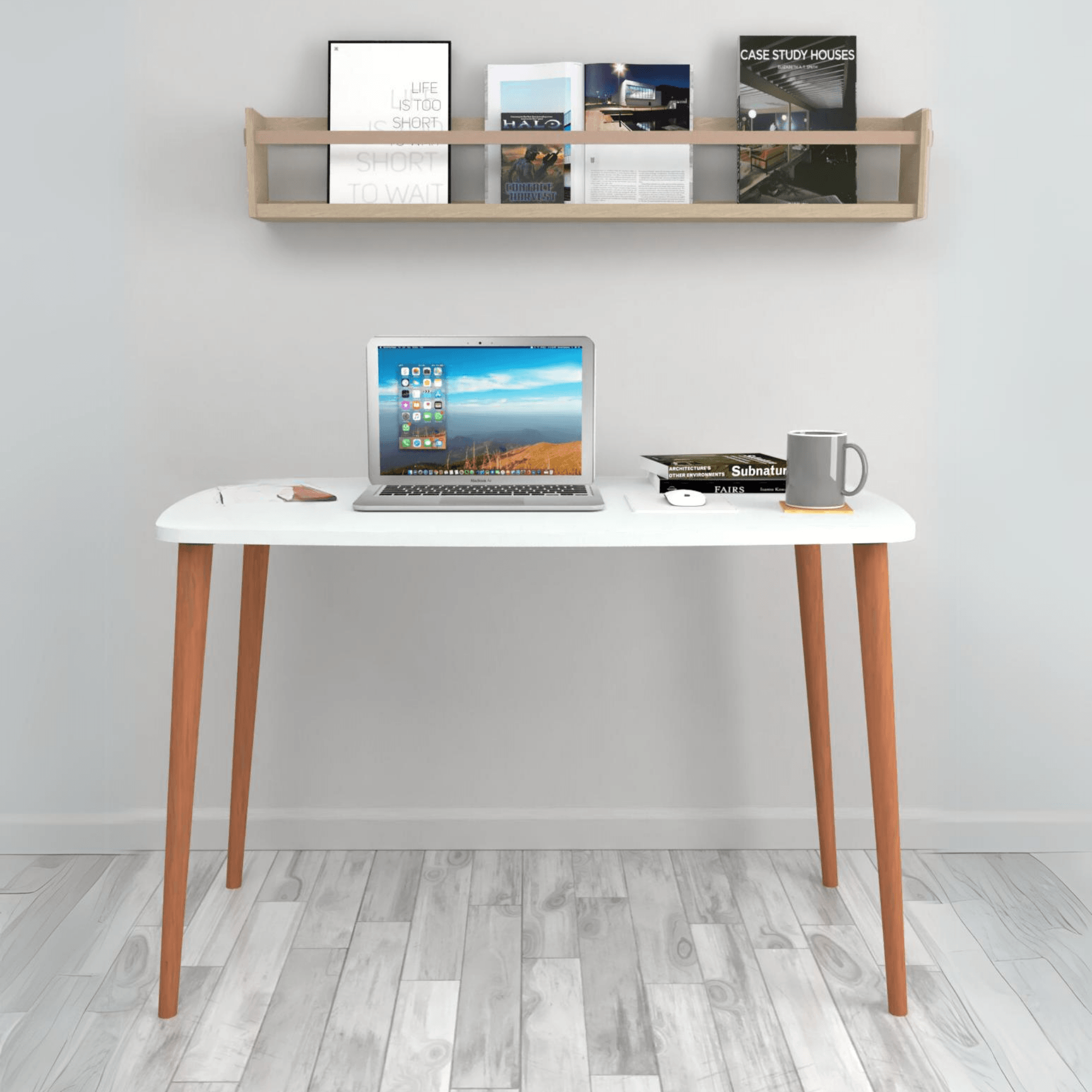 Gowoll-Studienschreibtisch 60 x 105 cm Weiß (Holzbeine)