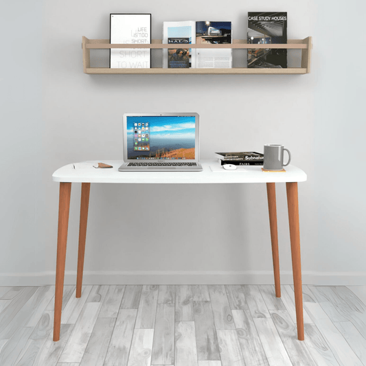 Gowoll-Studienschreibtisch 60 x 105 cm Weiß (Holzbeine)