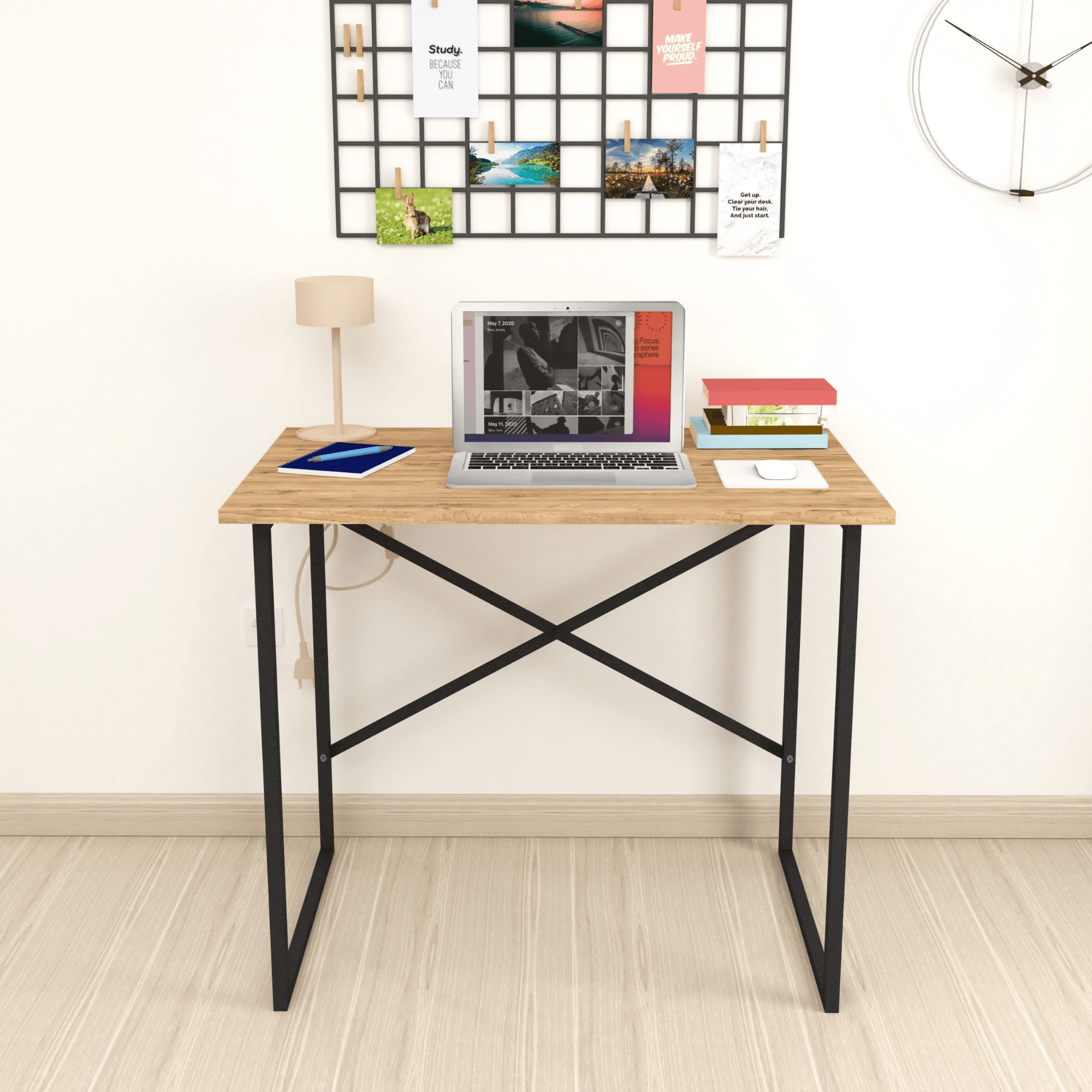 Gowoll Schreibtisch Kleiner Tisch Computertisch 90x60x75 cm Tischplatte Holz Laptoptisch