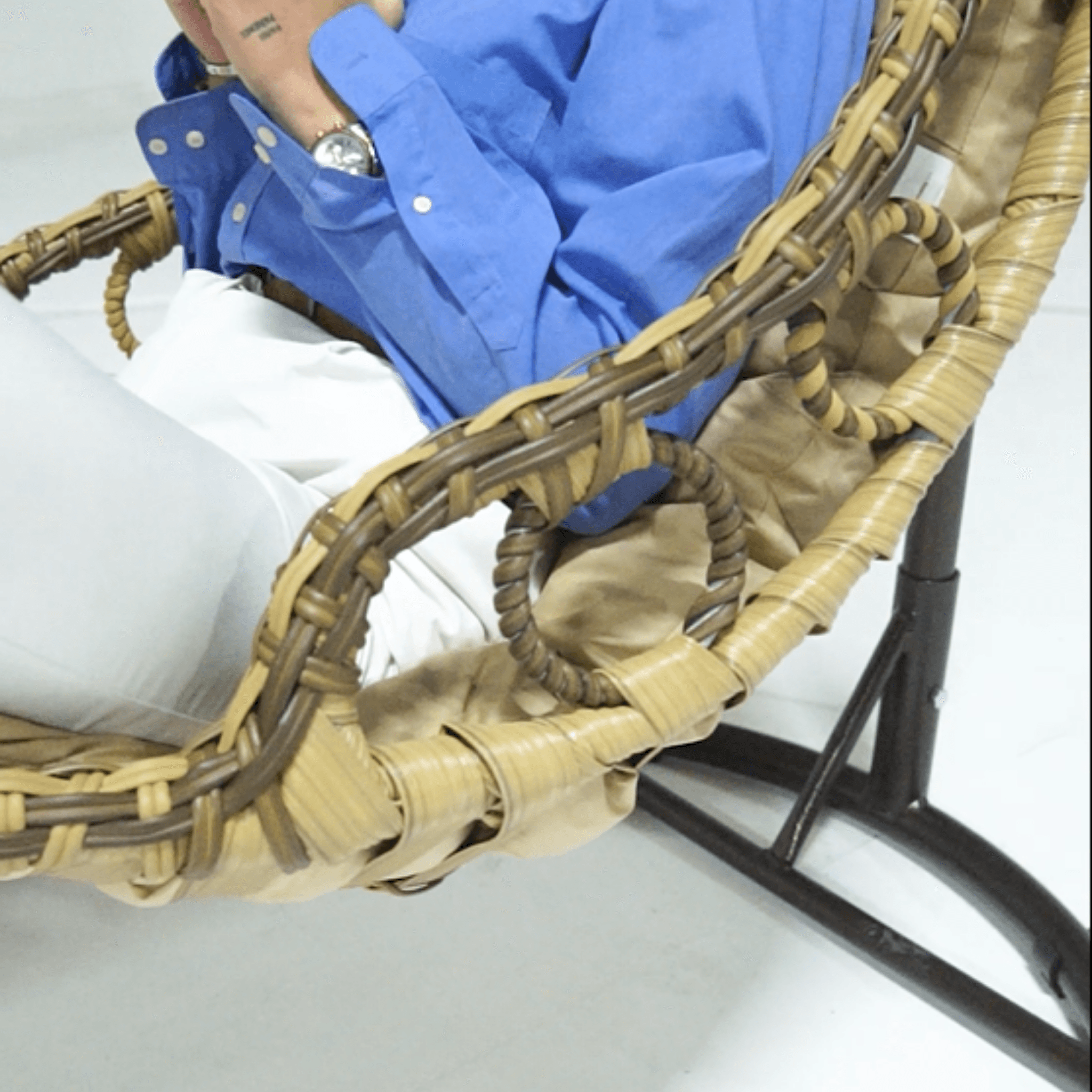 Gowoll Bodrum Gartenschaukel Rattan Hängesessel mit Gestell Hängeschaukel Bodrum