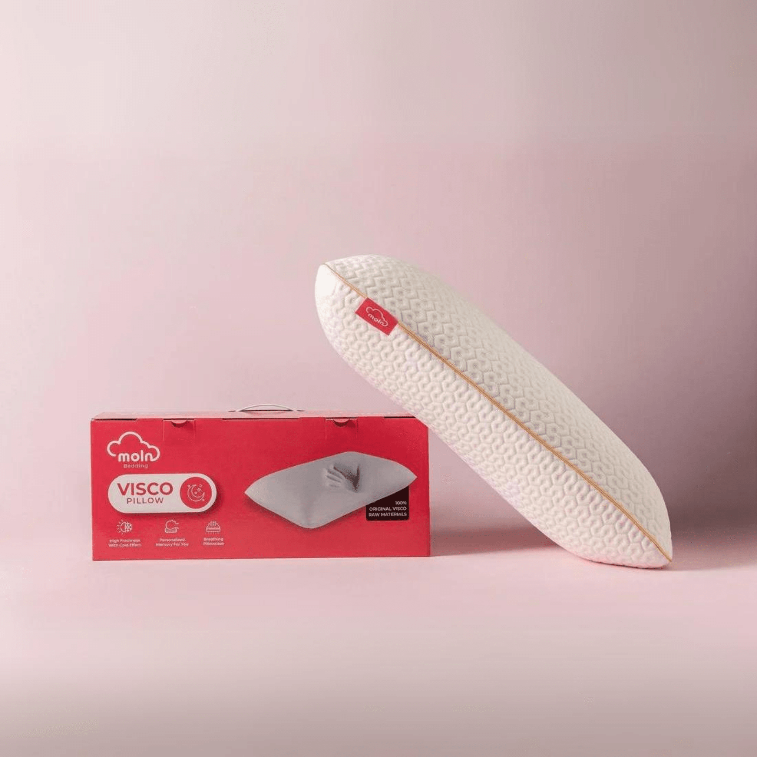 Moln Aircomfort Visco Nackenkissen | Ergonomisches Memory Foam kopfKissen mit Luftlöchern | 40x60+15 cm