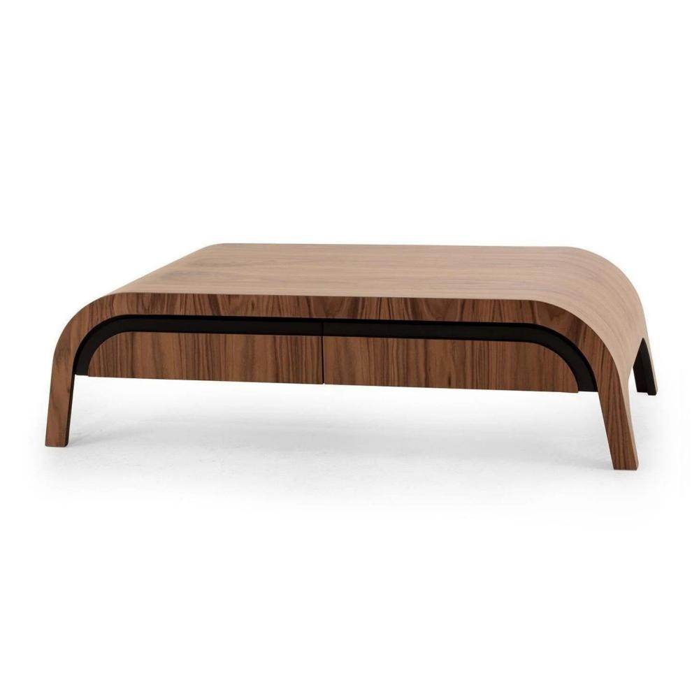 Gowoll Couchtisch Rechtekig Massivholz Wohnzimmertisch Quatro Braun