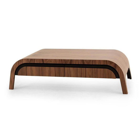 Gowoll Couchtisch Rechtekig Massivholz Wohnzimmertisch Quatro Braun