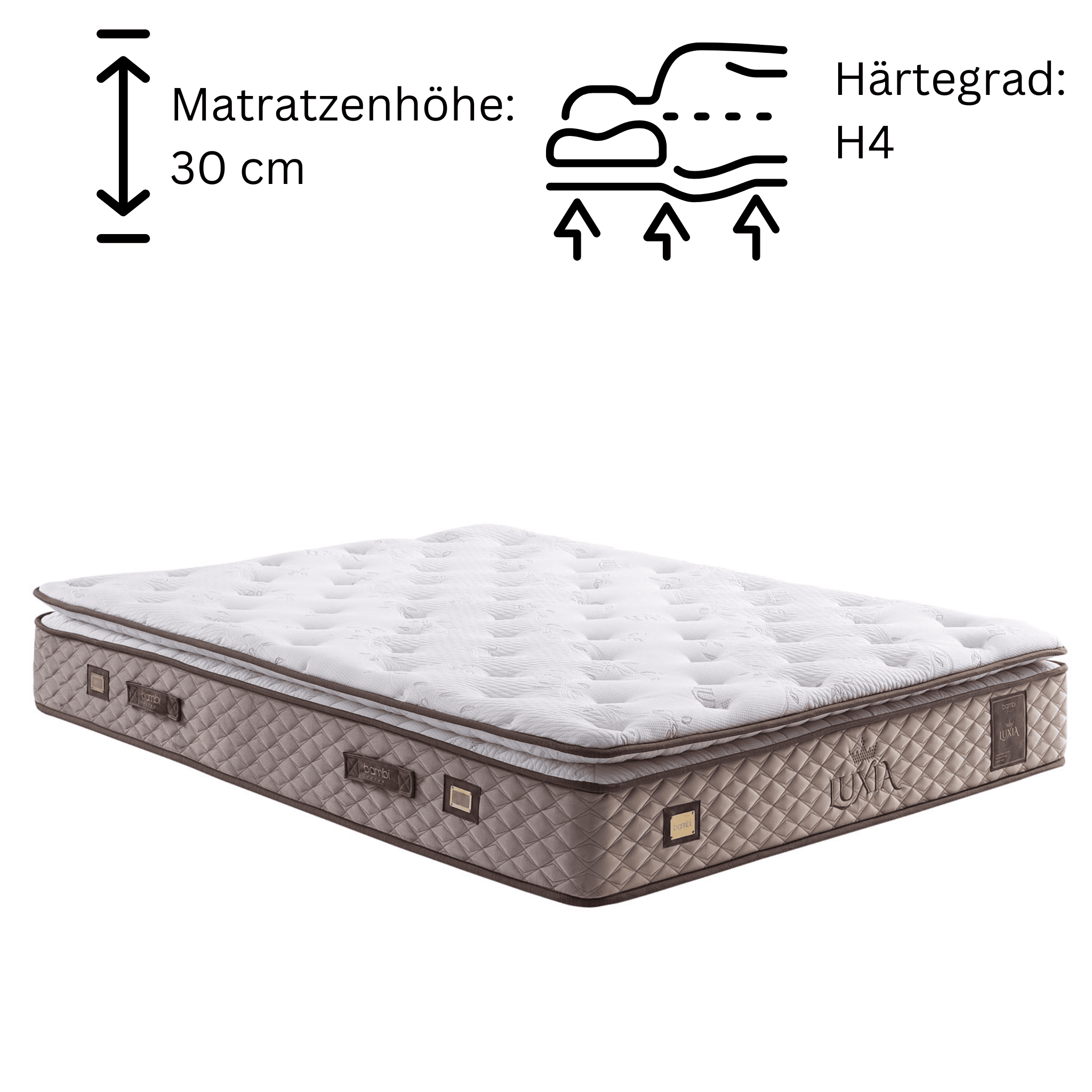 Bambi Luxia Boxspringbett H4 Komfort-Pad & Taschenfederkern