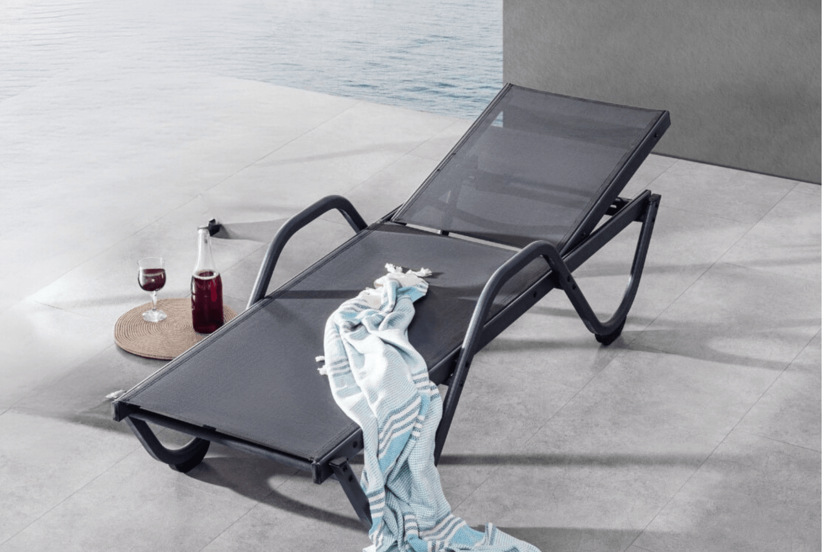 Gowoll Gala mit Armlehne Gartenliege mit Rollen Klappbar Wetterfest