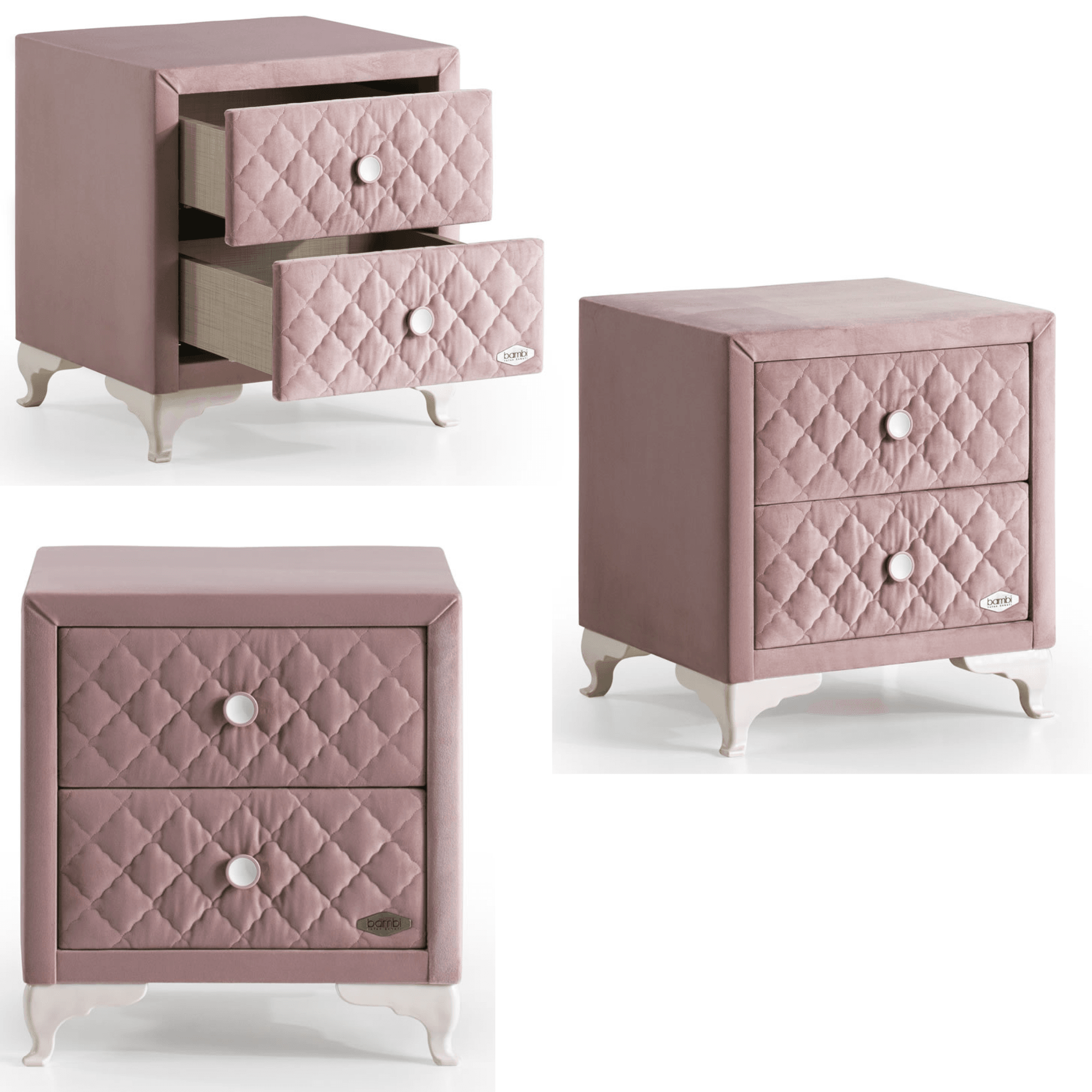 Bambi Pinky Boxspringbett mit Matratze & Bettkästen