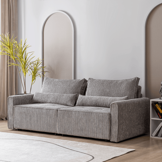 Benissa 3 Sitzer Schlafsofa mit Schlaffunktion & Stauraum | 137x190 cm Gästebett mit Kissen – Verstellbare Rückenlehne