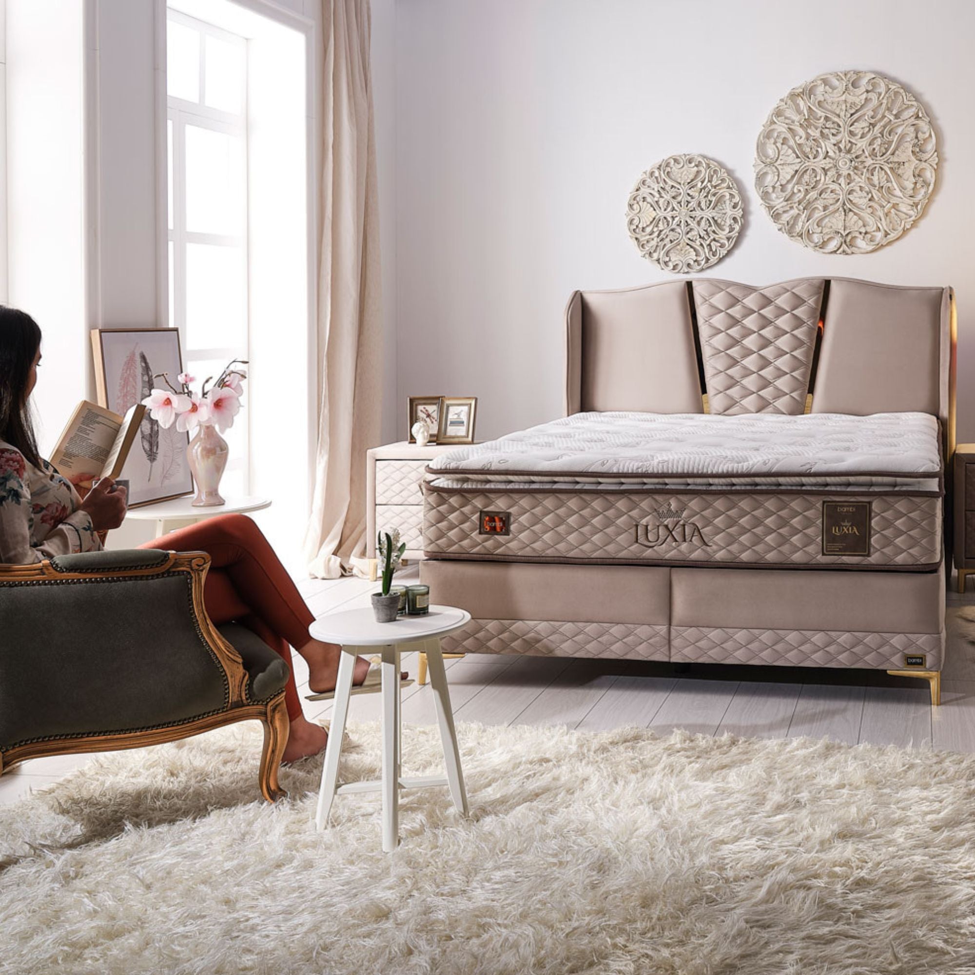 Bambi Luxia Boxspringbett 140x200 cm – H4 Komfort-Pad & Taschenfederkern