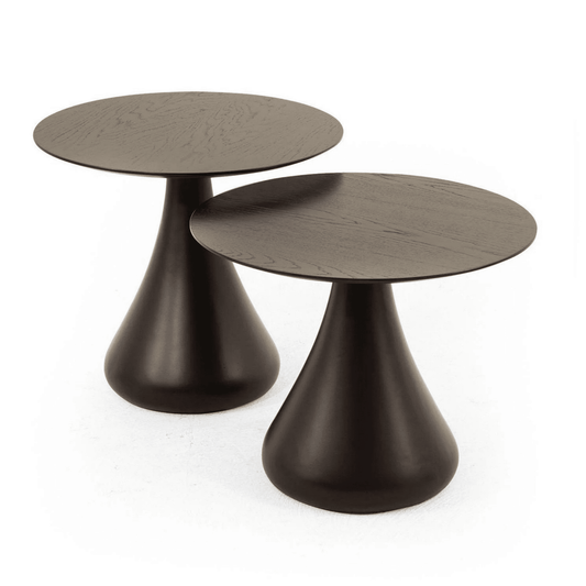 Beistelltisch Pilz 2er Set Schwarz | MDF Couchtisch im Pilzdesign für Wohnzimmer