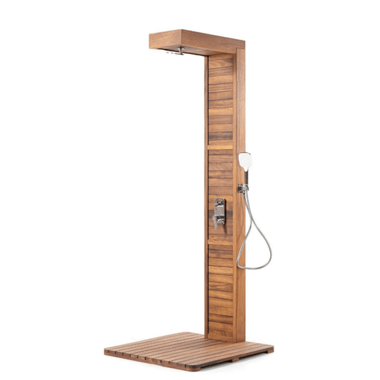 Gartendusche Set aus Iroko Massivholz für Outdoor, Garten oder Pool