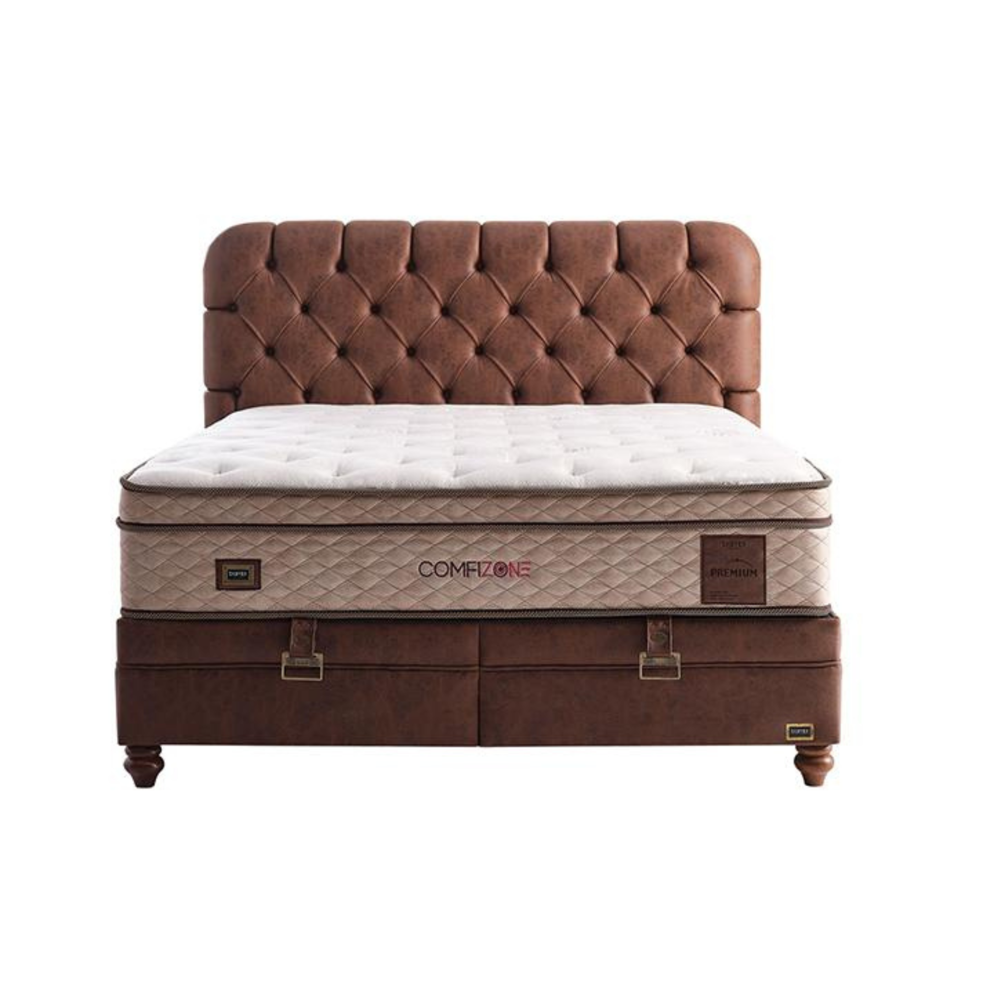 Bambi Comfizone Boxspringbett 180x200 cm mit Matratze & Stauraum – Verstellbarer Härtegrad & Komfortsystem