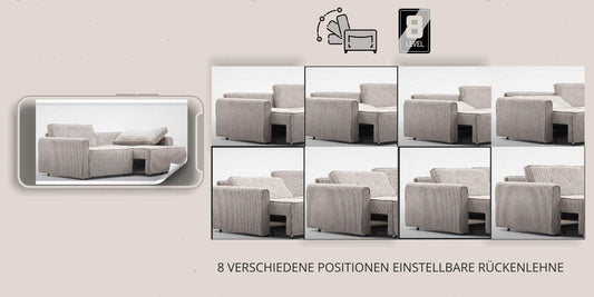 Benissa 3 Sitzer Schlafsofa mit Schlaffunktion & Stauraum | 137x190 cm Gästebett mit Kissen – Verstellbare Rückenlehne
