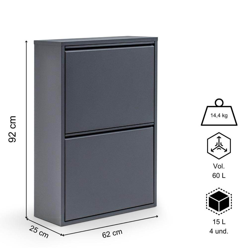 Gowoll Mülltrennsystem Mülltrennsystem 2-3-4 Fach Mülleimer Küche aus Metall Fleckenfest Wandmontage