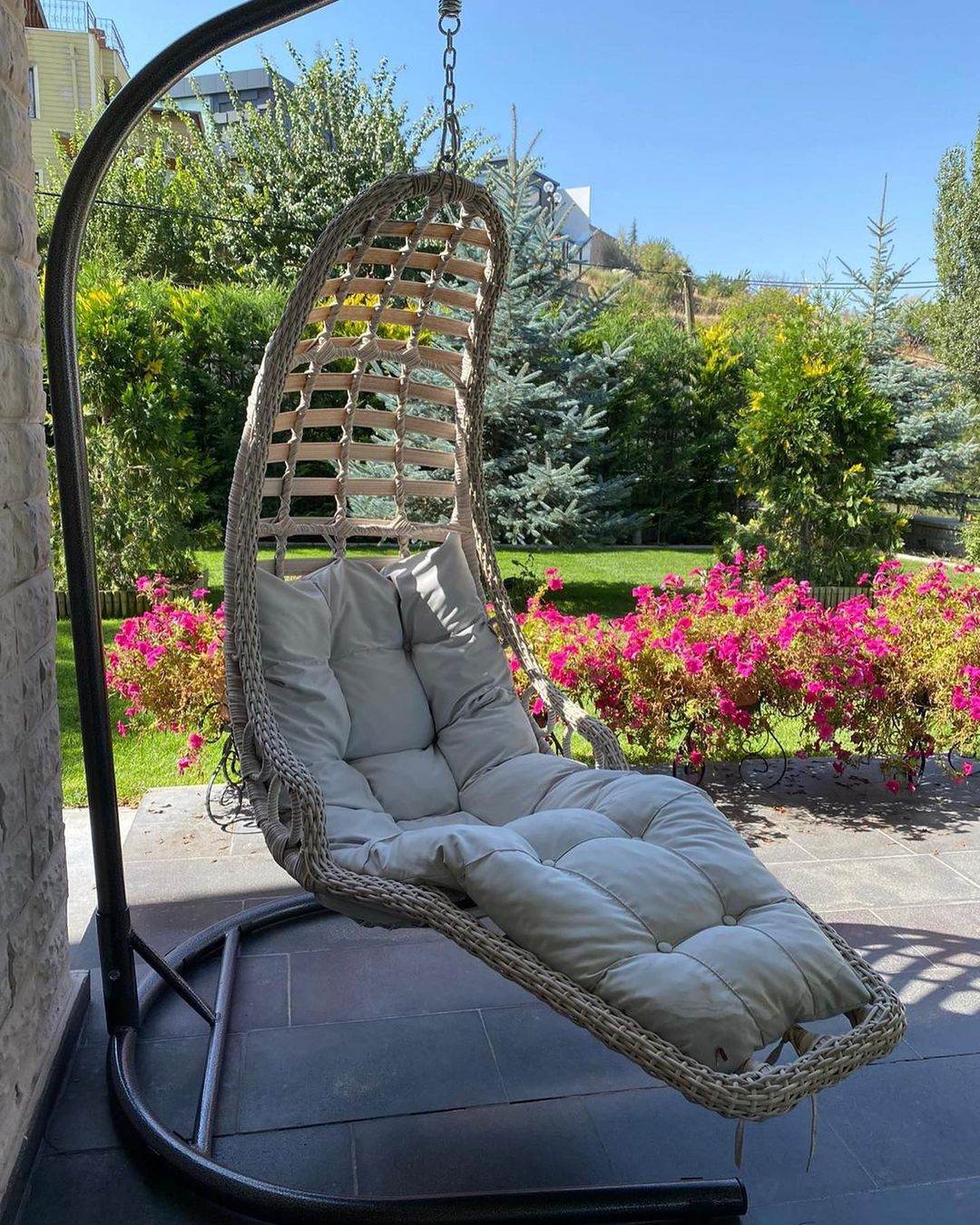 Gowoll Bodrum Gartenschaukel Rattan Hängesessel mit Gestell Hängeschaukel Bodrum