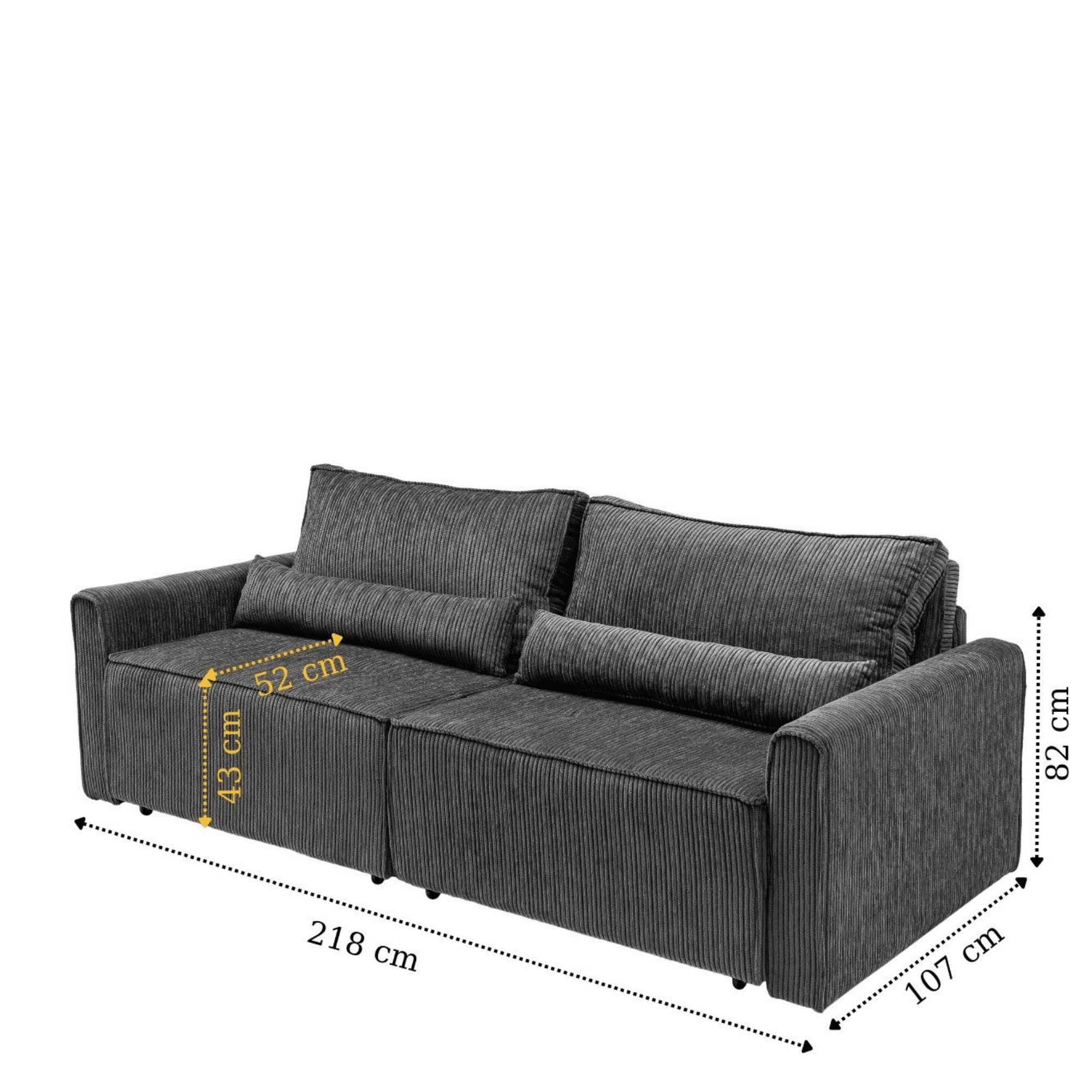 Benissa Schlafsofa 3 Sitzer mit Stauraum & Schlaffunktion | Ecksofa & Heimkino-Sofa, verstellbare Rückenlehne