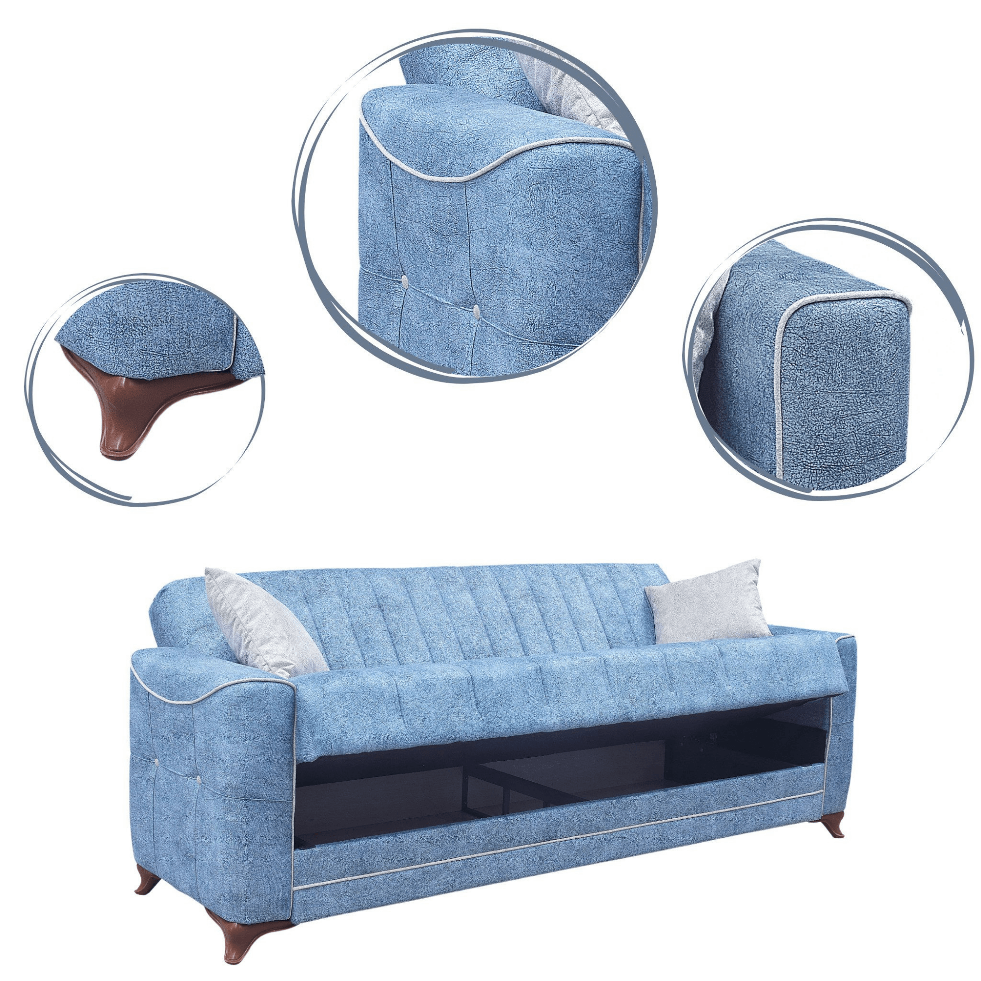 Gowoll 3-Sitzer Schlafsofa mit Schlaffunktion & Stauraum – Modell Perle
