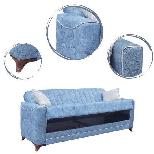 Gowoll 3-Sitzer Schlafsofa mit Schlaffunktion & Stauraum – Modell Perle
