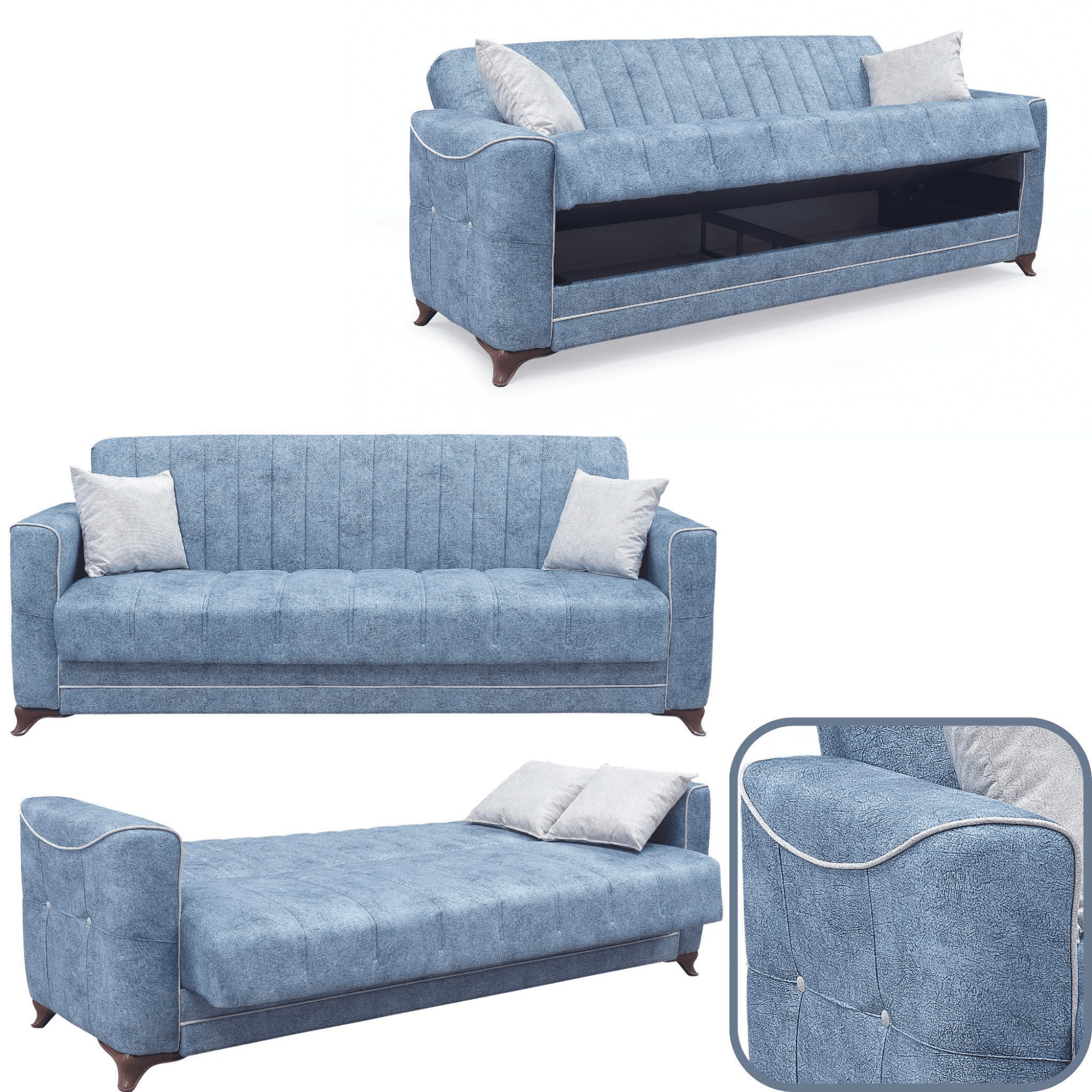 Gowoll 3-Sitzer Schlafsofa mit Schlaffunktion & Stauraum – Modell Perle