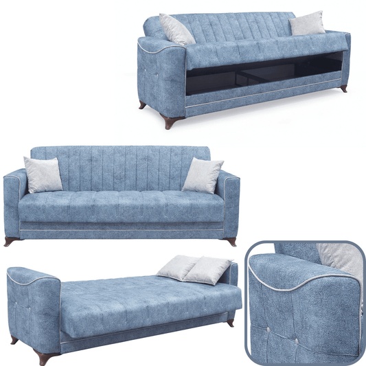 Gowoll 3-Sitzer Schlafsofa mit Schlaffunktion & Stauraum – Modell Perle
