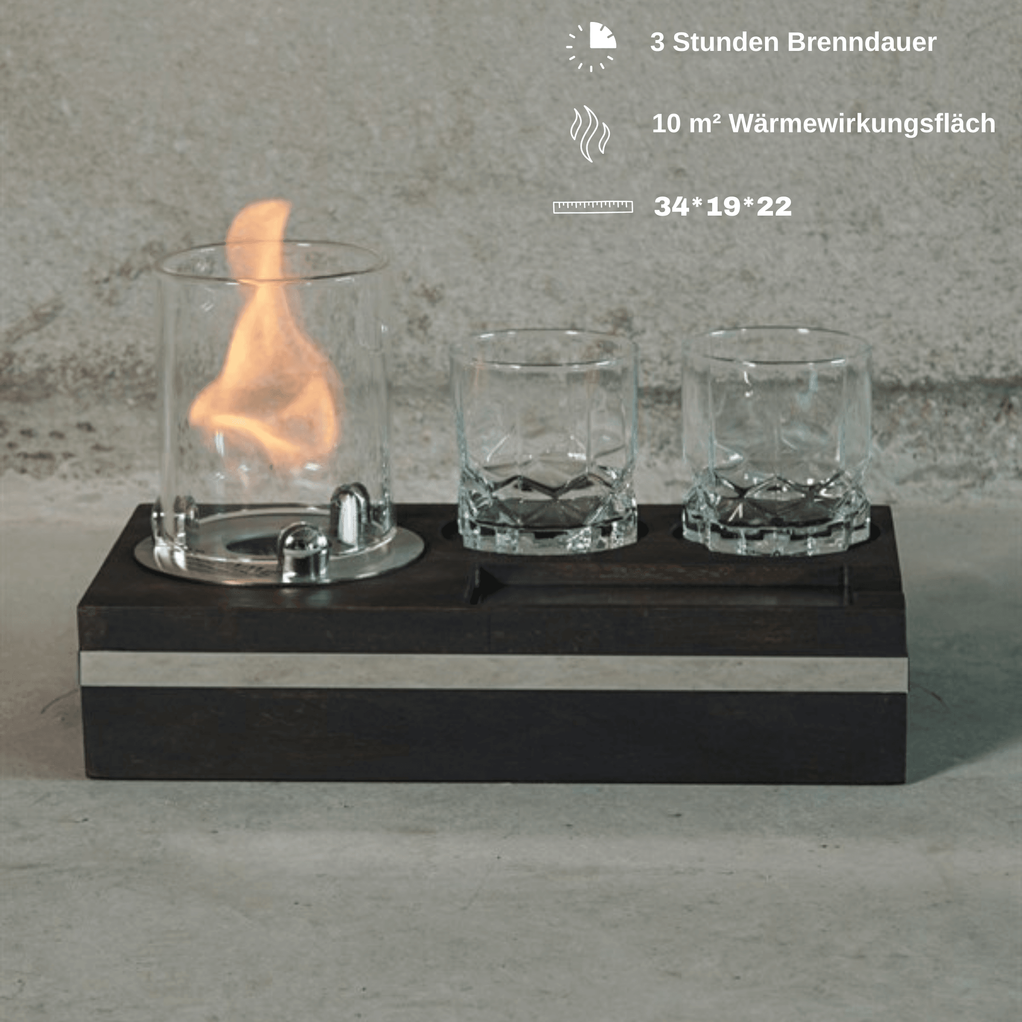 Korflame Finire Tischkamin | Rauchfreier Bioethanol Kamin für Innen & Außen | Modern & Tragbar