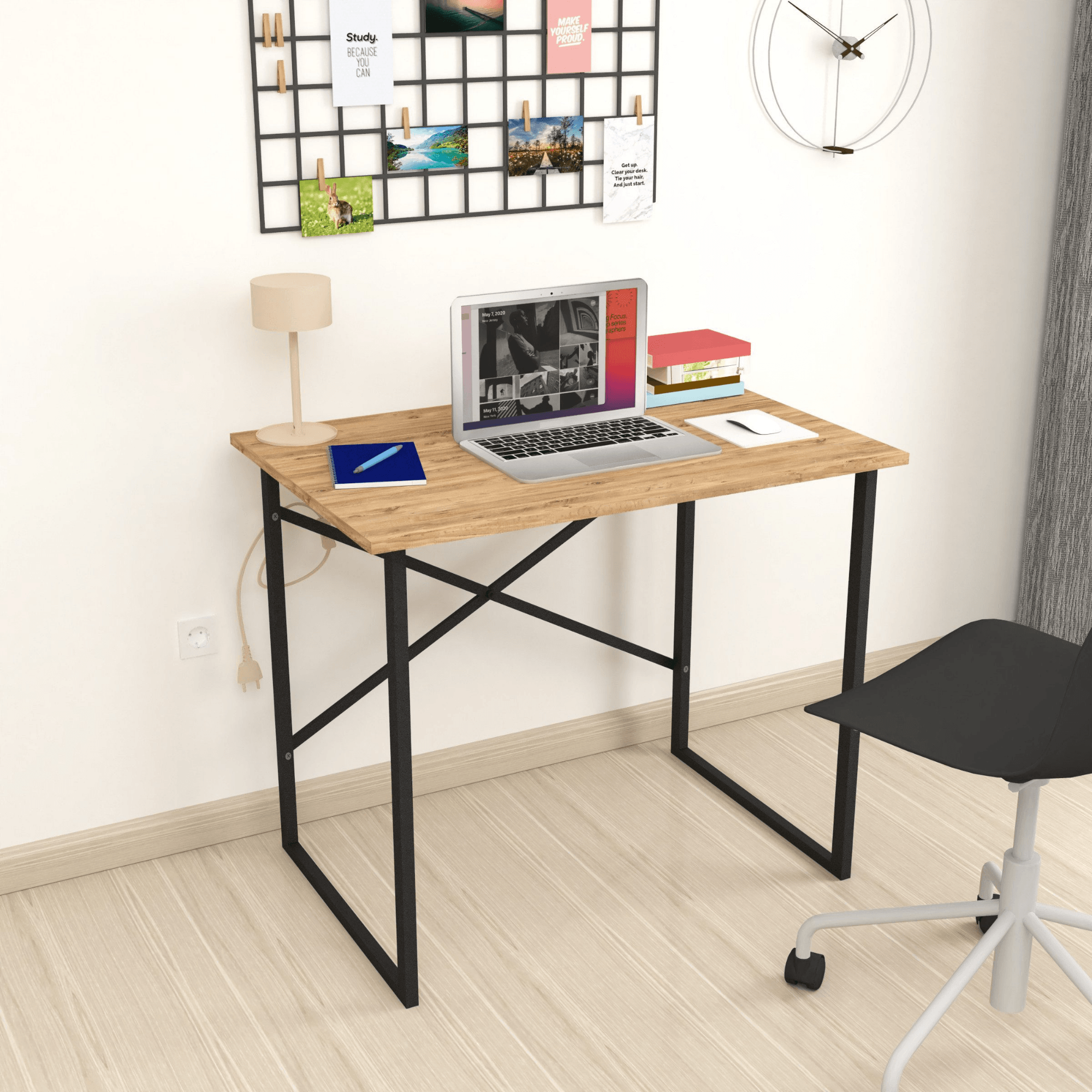 Gowoll Schreibtisch Kleiner Tisch Computertisch 90x60x75 cm Tischplatte Holz Laptoptisch