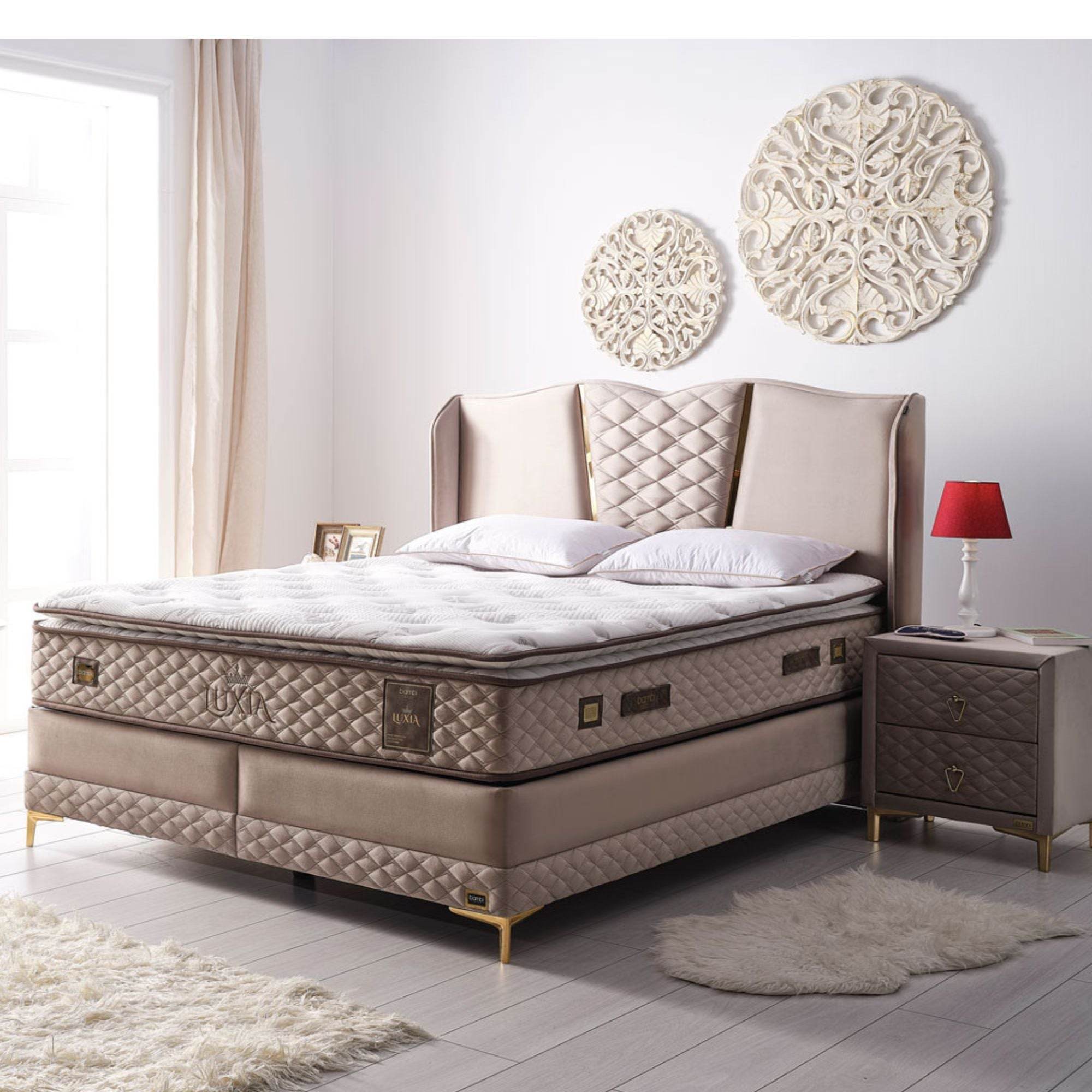 Bambi Luxia Boxspringbett 140x200 cm – H4 Komfort-Pad & Taschenfederkern