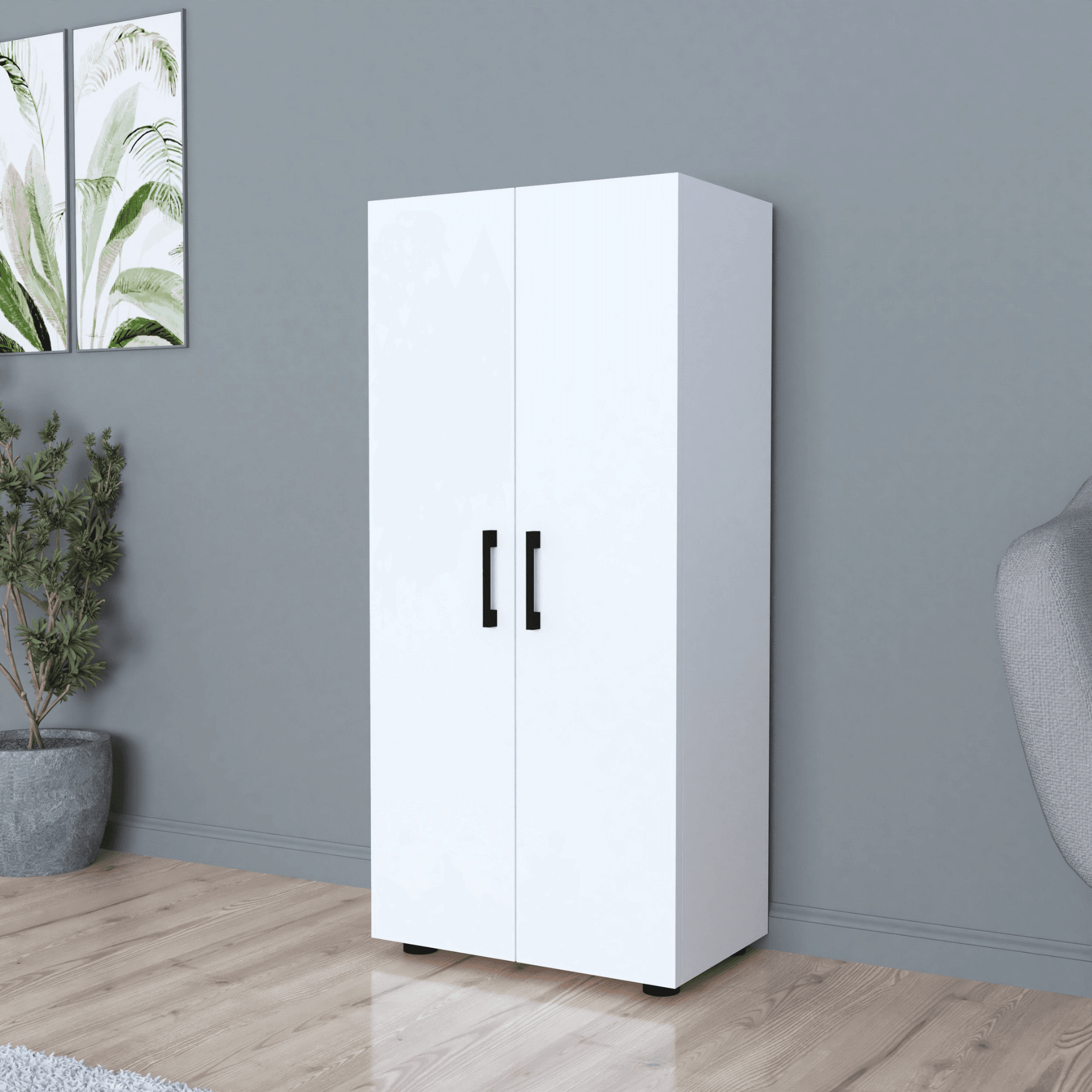 Gowoll Mehrzweckschrank Weiß 108x49x32 cm – 2 Türen & 3 Einlegeböden