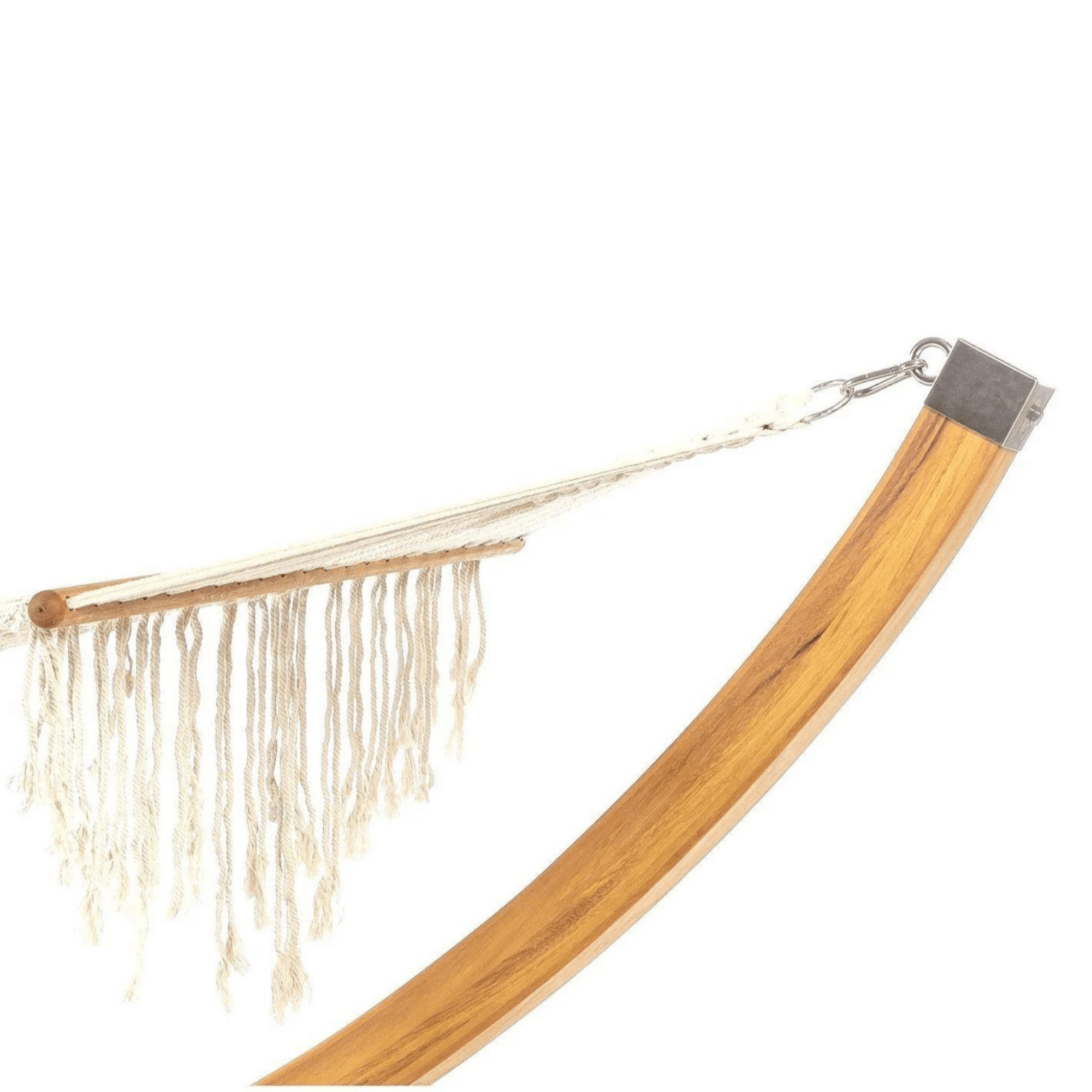 Hängematte Holzgondel aus Iroko Massivholz Stehend