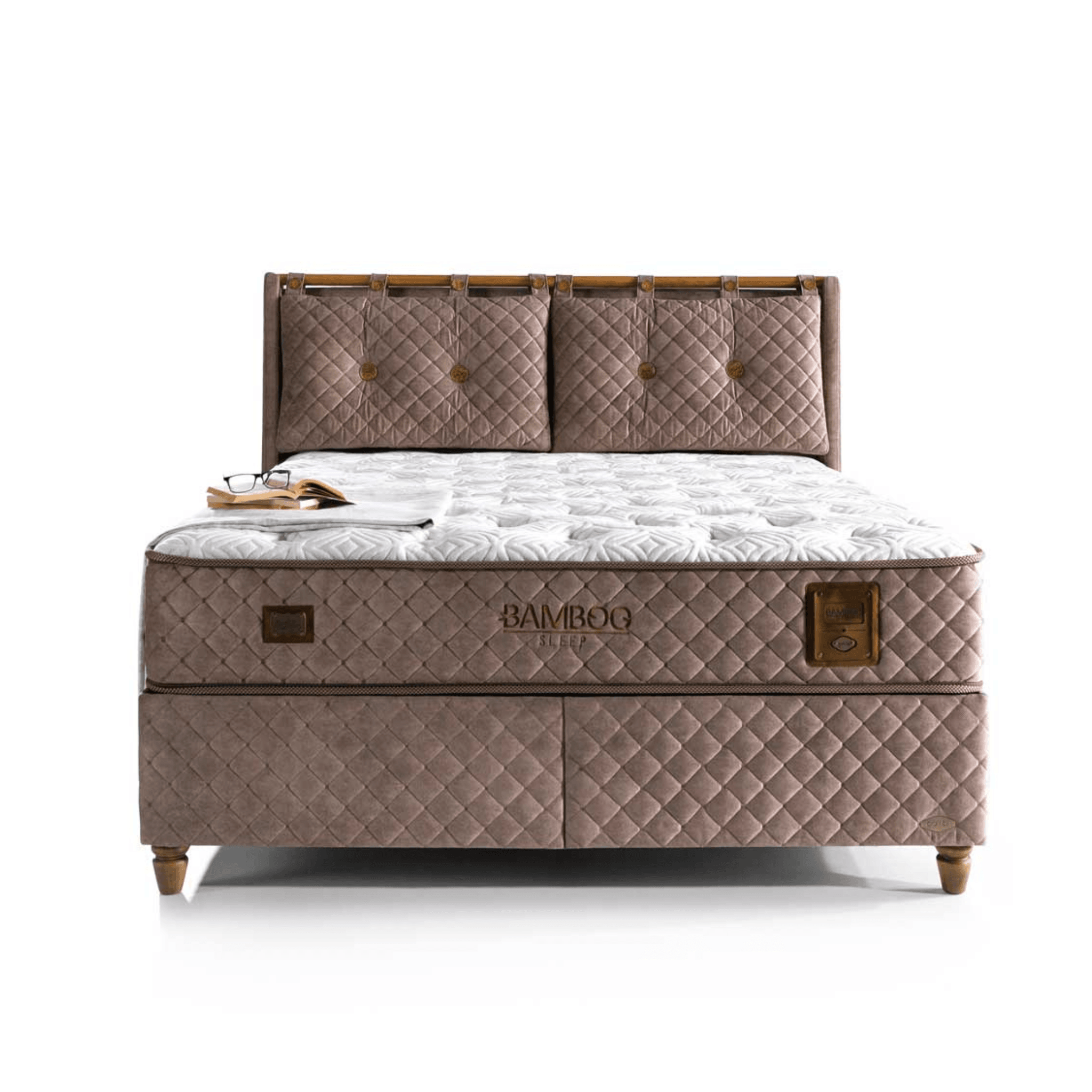 Bamboo Sleep Boxspringbett Set Schlafzimmer Set mit 7 Schichten Höhe 30 cm Matratze