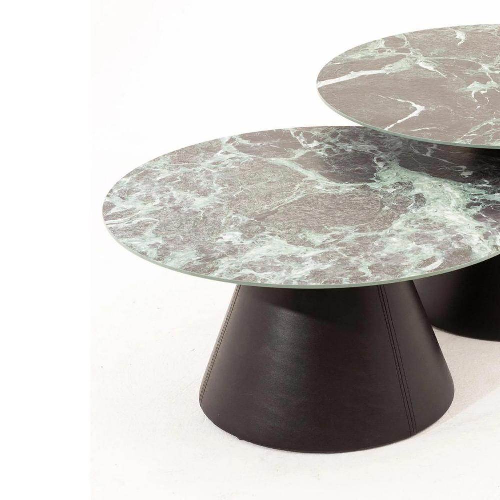 Galya Beistelltisch 2er Set Porzellanoptik | Modern Rundtisch für Wohnzimmer