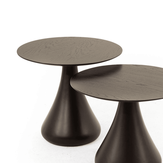 Beistelltisch Pilz 2er Set Schwarz | MDF Couchtisch im Pilzdesign für Wohnzimmer