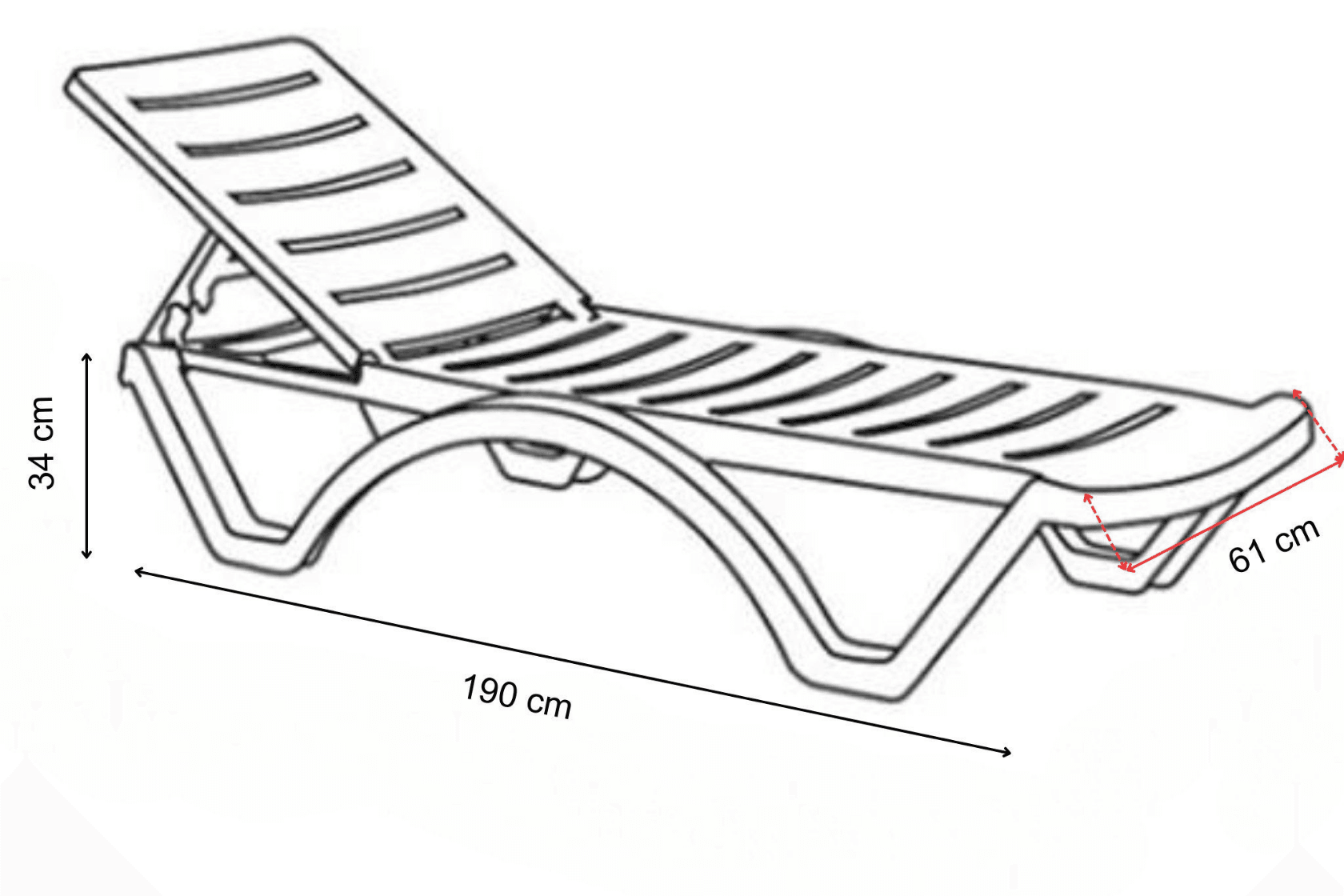 Gowoll Gala mit Armlehne Gartenliege mit Rollen Klappbar Wetterfest