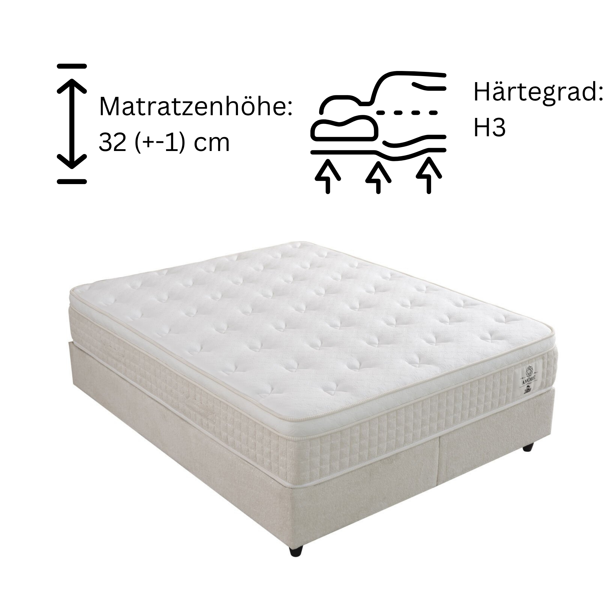 Boxspringbett mit Matratze Polsterbett Stauraumbett Betkasten inkl. Lieferung Amore