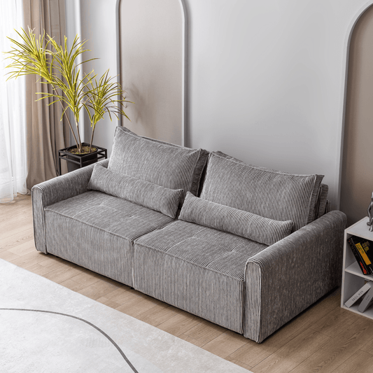 Benissa 3 Sitzer Schlafsofa mit Schlaffunktion & Stauraum | 137x190 cm Gästebett mit Kissen – Verstellbare Rückenlehne