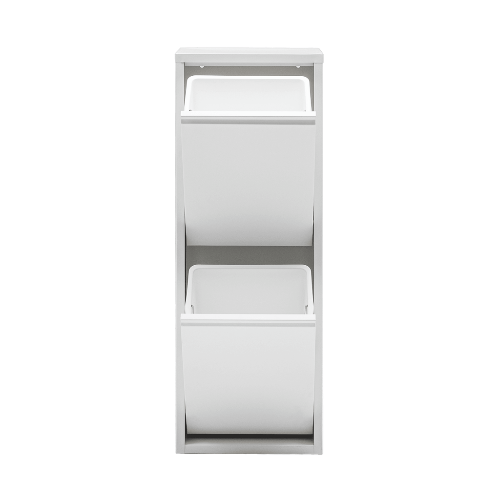 Gowoll Mülleimer Küche aus Fleckenfest Biomülleimer Wandmontage Abfalleimer Mülltrennsysteme Küchenmülleimer mit Herausnehmbarer Inneneimer Recycling system (2 x 15 L Weiß)