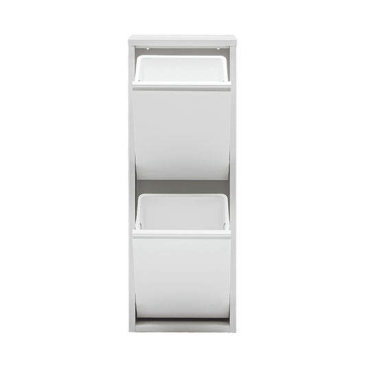 Gowoll Mülleimer Küche aus Fleckenfest Biomülleimer Wandmontage Abfalleimer Mülltrennsysteme Küchenmülleimer mit Herausnehmbarer Inneneimer Recycling system (2 x 15 L Weiß)